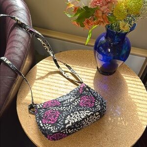 Vera Bradley Black and Pink Crossbody Bag with Chain Strap